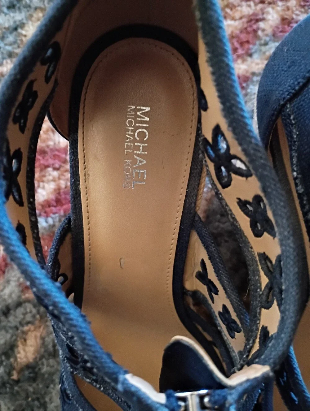 Women’s Navy Espadrille Wedge Sandals.Micheal Kors